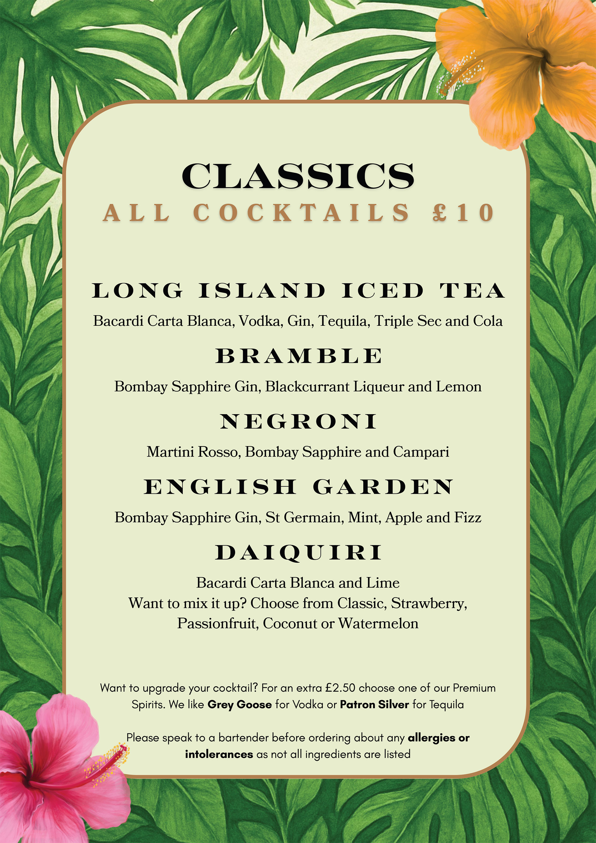 Eden Classic Cocktail Menu