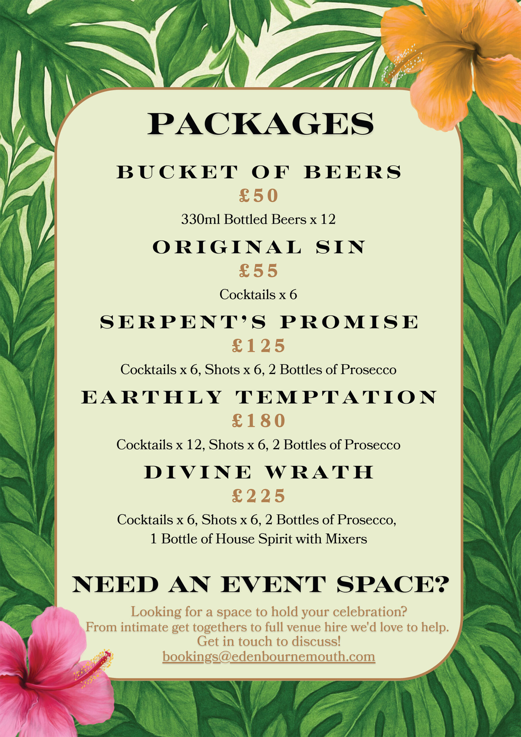 Eden Drinks Packages